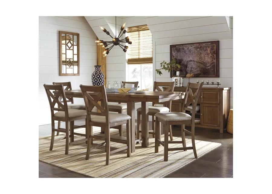 Moriville 7 Piece Counter Set (Rectangular Table with 6 Upholstered Stools)