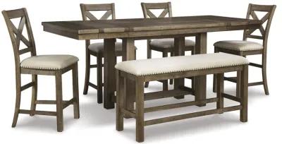 Moriville 6 Piece Counter Set (Table with 4 Stools and Bench)