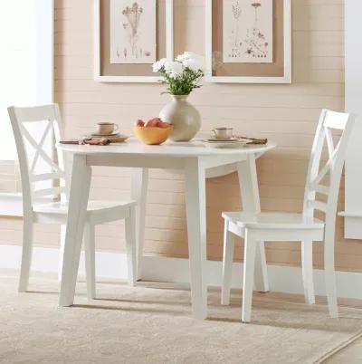 Simplicity Paperwhite 3 Piece Drop Leaf Set (Drop Leaf Table with 2 Side Chairs)