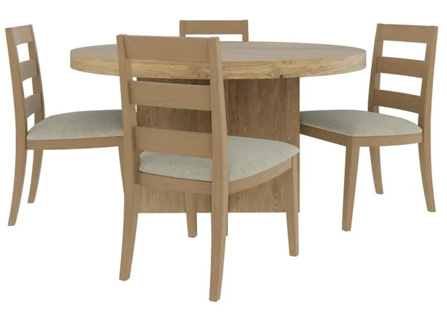 Davie 5 Piece Round Dining Set (Table with 4 Seat Upholstered Side Chairs)