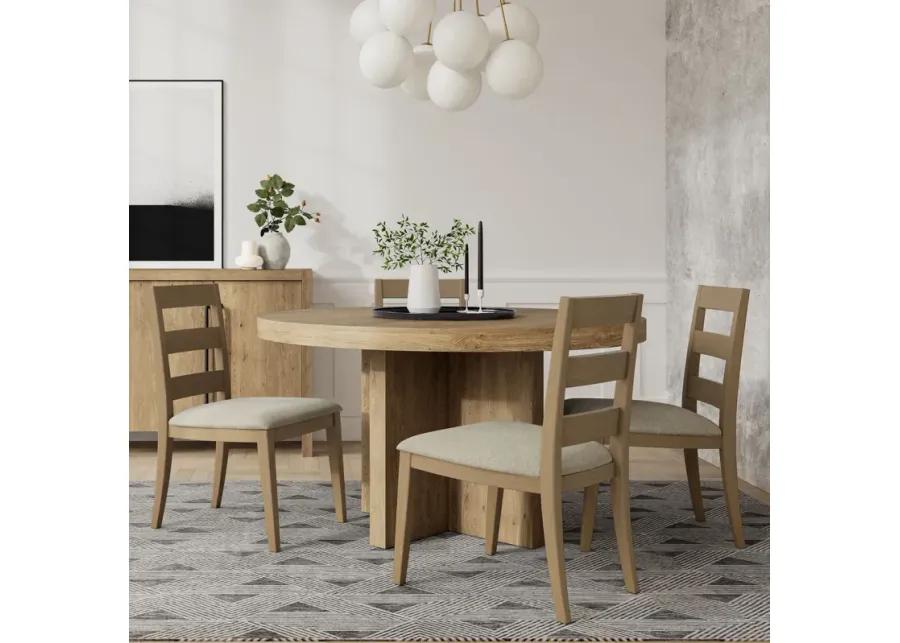 Davie 5 Piece Round Dining Set (Table with 4 Seat Upholstered Side Chairs)