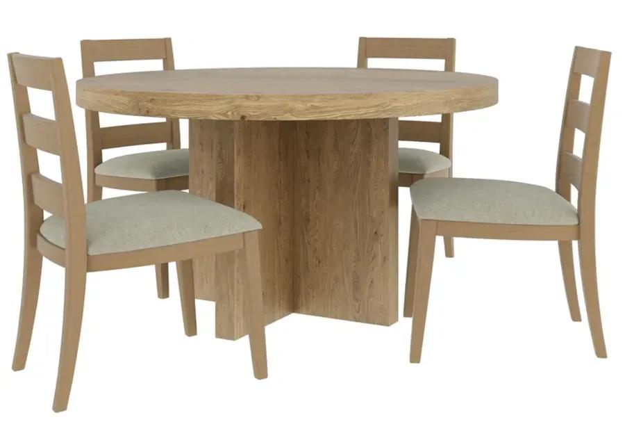 Davie 5 Piece Round Dining Set (Table with 4 Seat Upholstered Side Chairs)