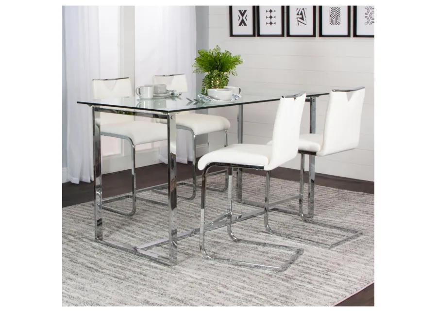 Tomasso 5 Piece Pub Set (Pub Table with 4 White Stools)