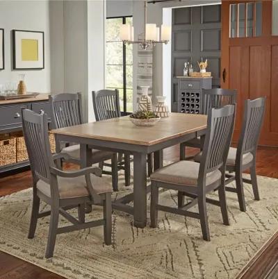 Port Townsend 7 Piece Dinette Set (Trestle Table with 4 Upholstered Side Chairs and 2 Arm Chairs)