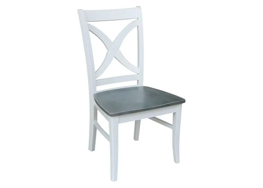 Cosmopolitan Heather Gray/White 5 Piece Dinette Set (Oval Table with 4 Salerno Side Chairs)