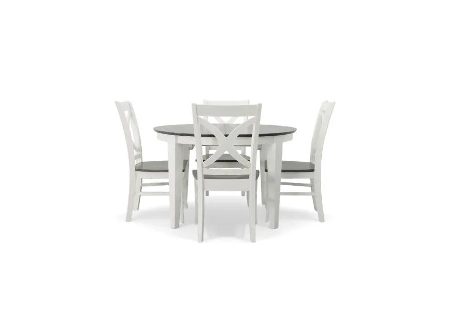 Cosmopolitan Heather Gray/White 5 Piece Dinette Set (Oval Table with 4 Salerno Side Chairs)