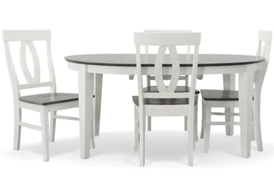 Cosmopolitan Heather Gray/White 5 Piece Dinette Set (Oval Table with 4 Verona Side Chairs)