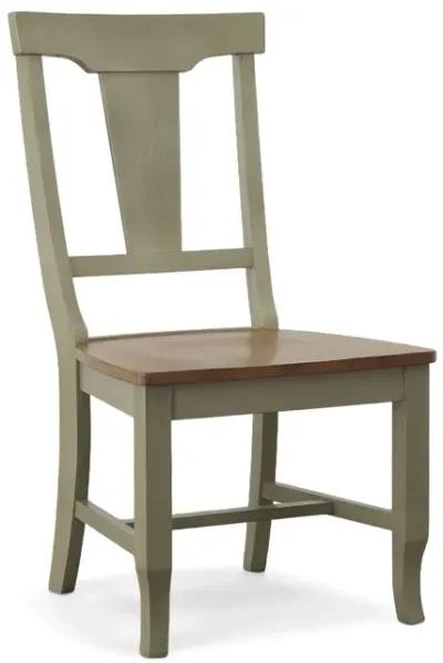 Vista Hickory/Stone 7 Piece Dining Set (Trestle Table with 6 Panelback Side Chairs)