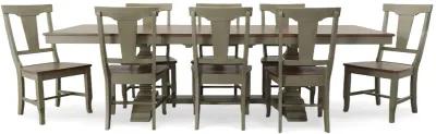 Vista Hickory/Stone 9 Piece Dining Set (Trestle Table with 8 Panelback Side Chairs)