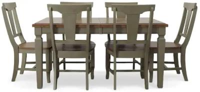 Vista Hickory/Stone 7 Piece Dining Set (Extension Table with 6 Slatback Side Chairs)