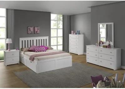 Cambridge White Platform Bed with Drawers