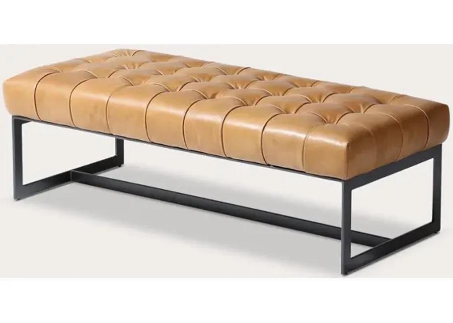 Moe's Furniture Wyatt Tufted Buffalo Leather Bench - Tan