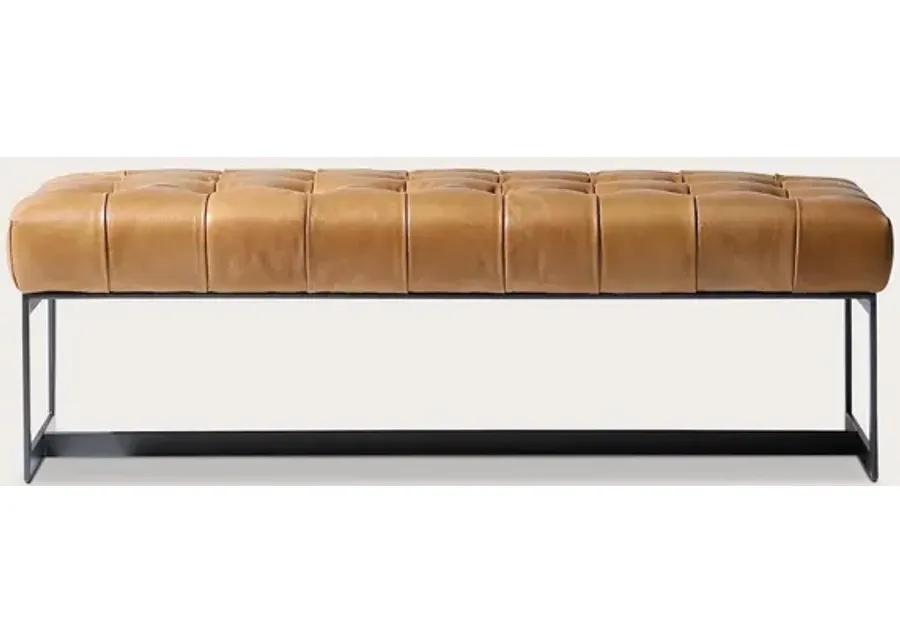 Moe's Furniture Wyatt Tufted Buffalo Leather Bench - Tan