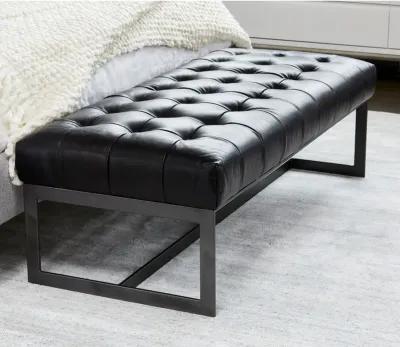 Moe's Furniture Wyatt Tufted Buffalo Leather Bench - Black