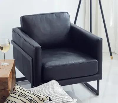 Moe's Furniture Luxley Iron Frame Upholstered Club Chair - Onyx Black