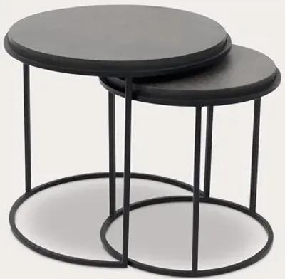 Moe's Furniture Roost Lava Stone Round Nesting Table Set of 2