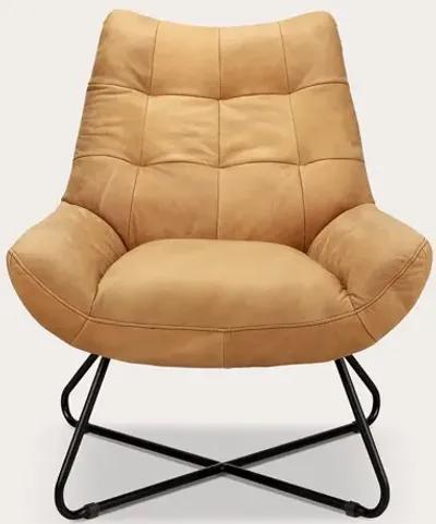 Moe's Furniture Graduate Tufted Top-Grain Leather Lounge Chair - Sunbaked Tan