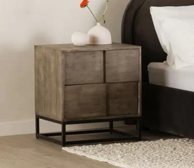 Moe's Furniture Felix Grey Acacia Wood 2-Drawer Nightstand