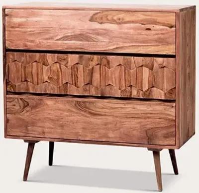 Moe's Furniture O2 Brown Solid Wood 3-Drawer Chest