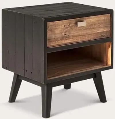 Moe's Furniture Nova Black Solid Wood 1-Drawer Nightstand Handcrafted