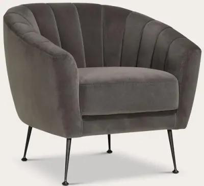 Moe's Furniture Marshall Tufted Grey Velvet Barrel Accent Chair