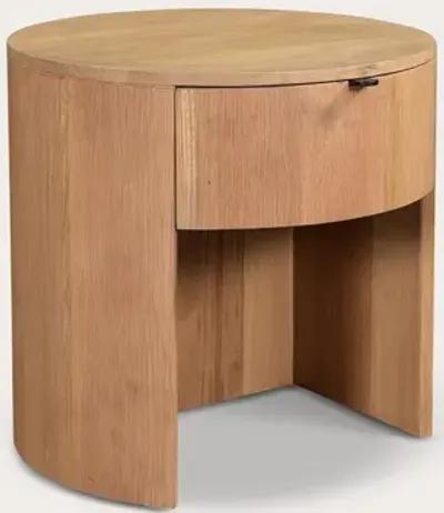 Moe's Furniture Theo Solid Oak Wood Round 1-Drawer Nightstand