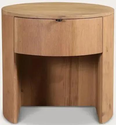 Moe's Furniture Theo Solid Oak Wood Round 1-Drawer Nightstand