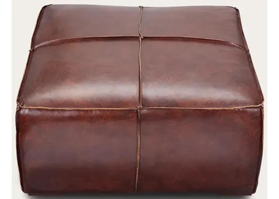 Moe's Furniture Stamford Brown Top-Grain Leather Ottoman