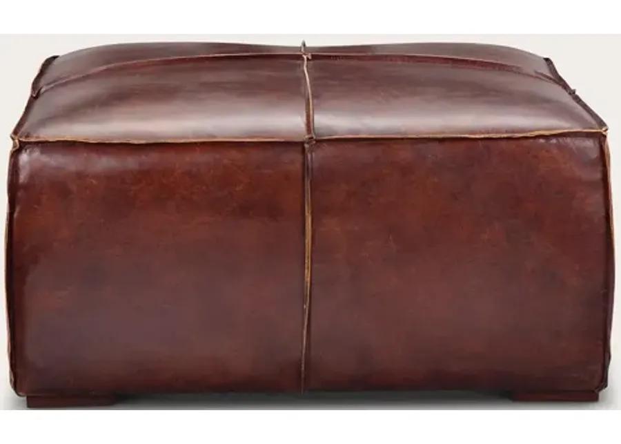 Moe's Furniture Stamford Brown Top-Grain Leather Ottoman