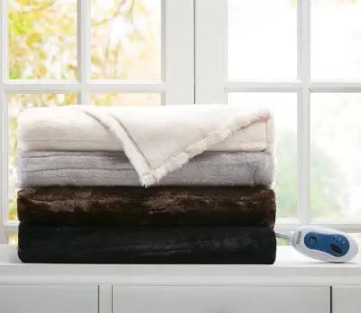 Beautyrest Duke Faux Fur Heated Throw Blanket