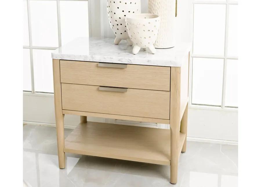 Palmetto Home Payton Marble Top White Oak 2-Drawer Nightstand