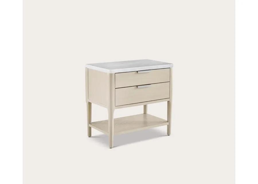 Palmetto Home Payton Marble Top White Oak 2-Drawer Nightstand