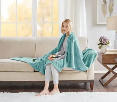 Beautyrest Heated Plush Throw - Sapphire