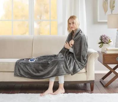 Beautyrest Heated Plush Throw - Sapphire