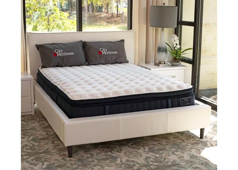 Palliser Sebring Snow Leather Upholstered Panel Bed - Queen