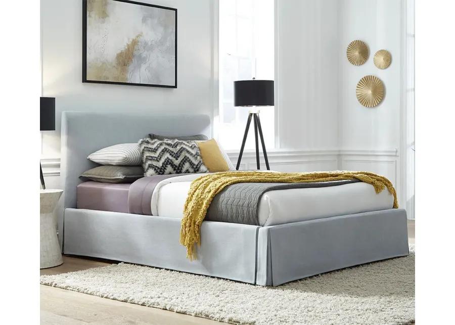 Modus Furniture Shelby Upholstered Skirted Storage Panel Bed - King