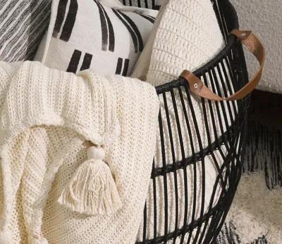 Villa by Classic Home Macie Ivory Hand Knit Throw Pillow