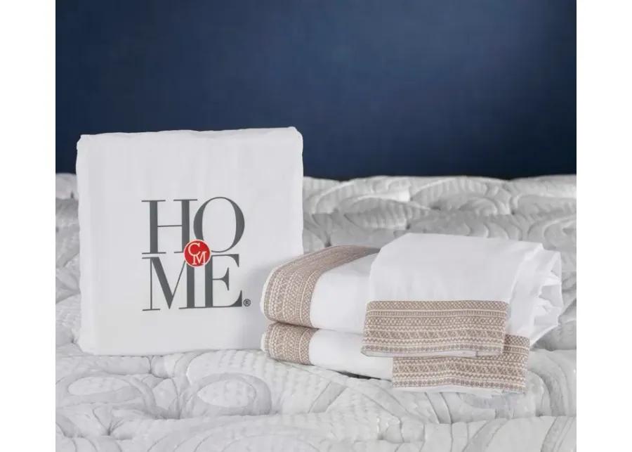 CM Home Olivia Embroidered Cotton Percale Sheet Set - White/White - King