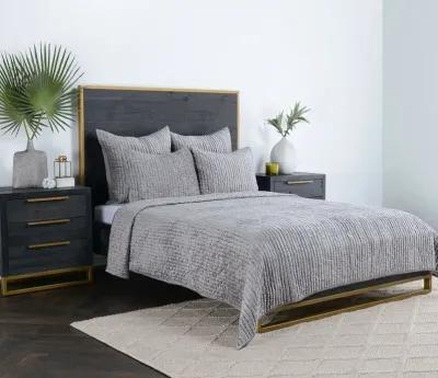 Villa by Classic Home Bari Velvet Quilt Set - Grey - Queen