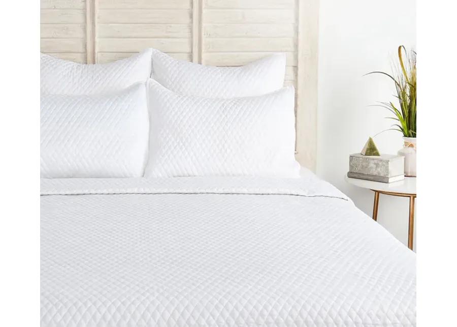 Villa by Classic Home Diamond White Sateen Quilted Pillow Sham - Standard