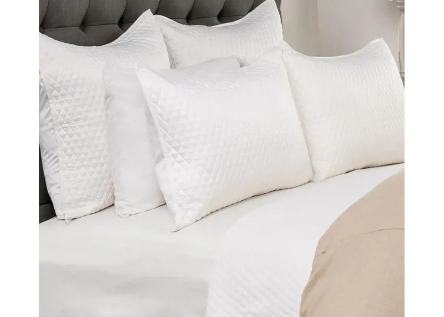 Villa by Classic Home Diamond White Sateen Quilted Pillow Sham - Standard