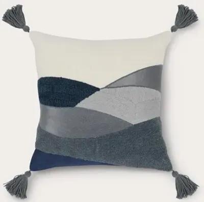 Villa by Classic Home Carve Sea Fog Blue Ivory Throw Pillow