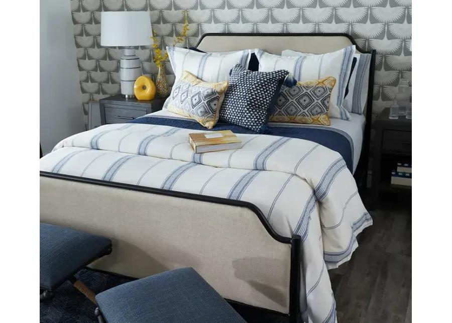 Villa by Classic Home Jayson Stripe Linen Cashmere Duvet Cover - Grey - Queen