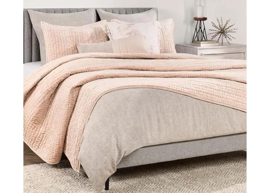 Villa by Classic Home Bari Velvet Quilt Set - Nude - King