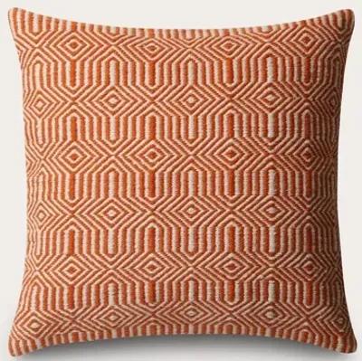 Loloi Woven Geo Throw Pillow Set of 2 - Orange/Ivory