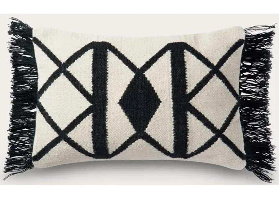 Loloi Black Ivory Woven Lumbar Throw Pillow Set of 2