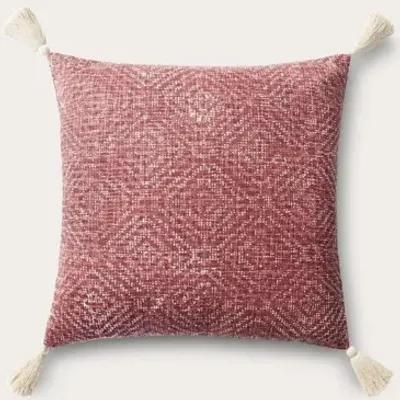 Loloi Diamond Print Throw Pillow Set of 2 - Red - 22'' x 22''