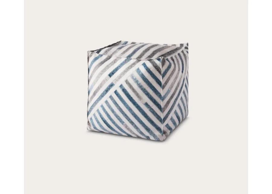 Loloi Blue Stripe Square Pouf