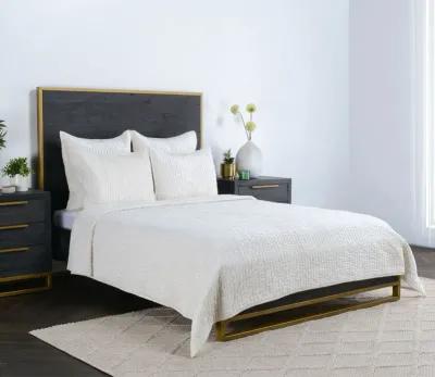 Villa by Classic Home Bari Velvet Quilt - Ivory - Queen