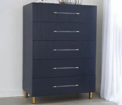 Modus Furniture Argento Oak 5-Drawer Chest - Navy